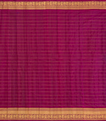 Purple Handloom Gadwal Silk Cotton Saree With Checks & Buttas-GA0363