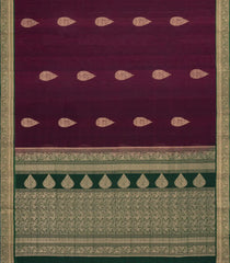 Burgundy Handloom Silk Cotton Saree With Buttas & Zari Border-SC4528