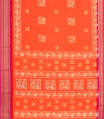 Orange Printed Synthetic Dola Silk Saree With Contrast Zari Border-BL5025