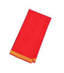 Red Handloom Kanchipuram 9 Yards Silk Saree With Zari Border-KA13385