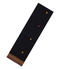 Black Handloom Kanchi Cotton Saree With Diamond Buttas-KC1651