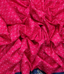 Hot Pink Woven Synthetic Crackle Saree With Printed Geometric & Bird Motifs-BL4517