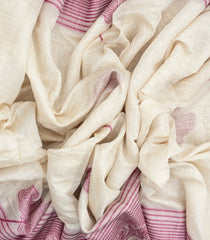 Off White Woven Art Chanderi Cotton Saree With Purple Floral Motifs-BL4141
