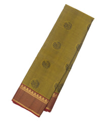 Bonsai Green Handloom Kanchipuram Silk Saree With Kalamkari Motifs Pallu