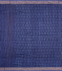 Blue Printed Chanderi Cotton Saree With Zari Border-CC1534