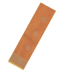 Orange Handloom Kanchi Cotton Saree With Veldari Stripes-KC1604