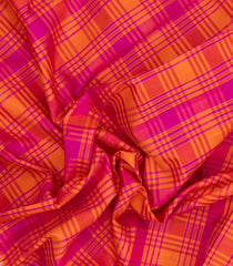 Orange Handloom Korvai Kanchipuram Silk Saree With Checks-KA15303