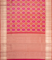 Peach & Pink Handloom Kanchipuram Bridal Silk Saree With Floral Zari Motifs-KA16289