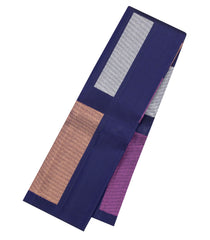 Navy Blue Handloom Kanchipuram Silk Saree With Geometric Buttas-KA16730