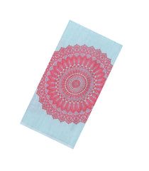 Turquoise Printed Synthetic Linen Saree With Floral Motifs-SY0165
