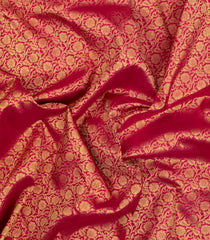 Crimson Handloom Kanchipuram Silk Saree With  Floral Vine Motifs-KA16738