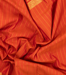 Orange Handloom Kanchipuram Silk Saree With Zari Stripes-KA14114