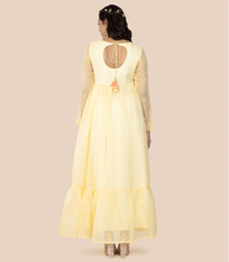 Yellow Embroidered Ethnic Dress  -Yellow