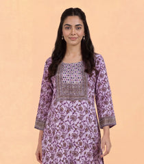 Dusty Pink Floral Printed Kurta-KR0879