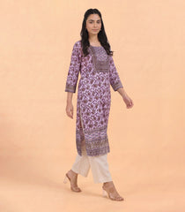 Dusty Pink Floral Printed Kurta-KR0879