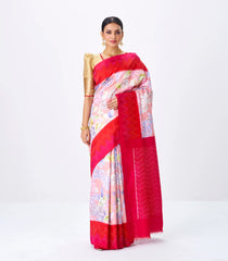 Baby Pink Handloom Silk Saree With Printed Flower Motifs