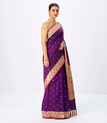 Magenta Handwoven Banarasi Silk Saree With Flower Motifs