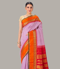 Off White Handloom Kanchipuram Korvai Silk Saree With Checks