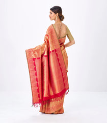 Red Handloom Kanchipuram Silk Saree With Floral Zari Motifs