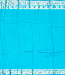 Turquoise Woven Dupion Silk Saree With Floral Jaal Motifs-DS0520