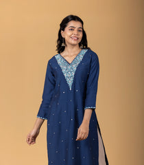 Indigo blue Festive Embroidered Kurta-KR0835