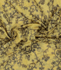 Yellow Printed Art Chanderi Cotton Saree With Zari Border-SY0472