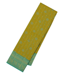 Olive Green Handloom Kanchipuram Silk Saree With Meena Floral Motifs-KA14756