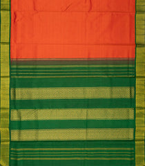 Red Handloom Kanchipuram Korvai 9 Yards Silk Saree With Green Border