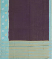 Dark Purple Woven Blended Viscose Saree With Contrast Border-BL5621