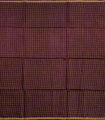 Dark Brown Woven Tussar Silk Saree With Checks-TU3512