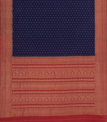 Navy Blue Woven Mysore Silk Saree With Floral Motifs & Contrast Border-MS3268
