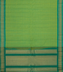 Light Green Handloom Gadwal Silk Cotton Saree With Stripes-GA0395