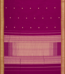 Magenta Handloom Silk Cotton Saree With Kamalam Buttas & Contrast Border-SC3997