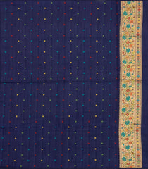 Navy Blue Woven Art Dupion Saree With Meena Floral Border-BL5896