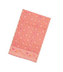 Peach Handloom Banarasi Cotton Saree With Floral Vine Motifs-BE1903