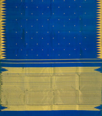 Blue Handloom Kanchipuram Silk Saree With Zari Temple Border-KA15258