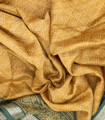 Yellow Woven Chanderi Cotton Saree With Printed Floral Motifs-CC1267