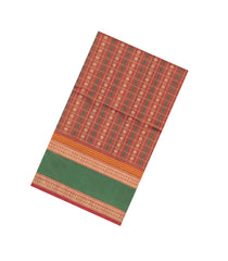 Dusty Peach Handloom Silk Cotton Saree With Checks-SC4228