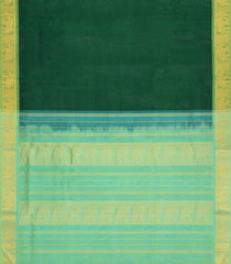 Dark Green Handloom Silk Cotton Saree With Contrast Zari Border-SC4669