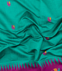 Turquoise Woven Dupion Silk Saree With Buttas & Contrast Border-DS0620