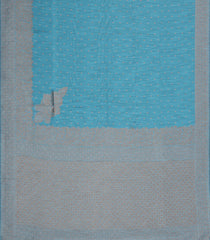 Cyan Woven Art Linen Saree With Flower Motifs-BL5654