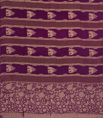 Dark Purple Woven Blended Viscose Saree With Stripes & Elephant Buttas-BL4992