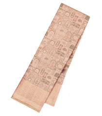 Light Peach Handloom Kanchipuram Silk Saree With Meena Floral Motifs-KA15533