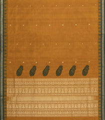 Mustard Handloom Kanchi Cotton Saree With Contrast Silk Border-KC1804