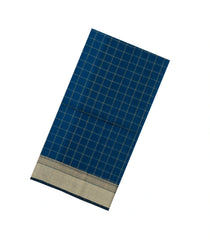 Teal Handloom Maheswari Silk Cotton Saree With Checks-SC4950