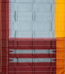 Grey Handloom Kanchipuram Korvai Silk Saree With Ganga Jamuna border