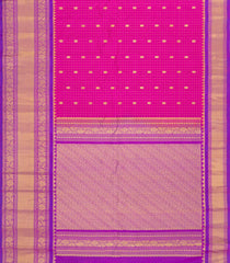 Hot Pink Handloom Gadwal Silk Saree With Checks & Contrast Border -GA0457
