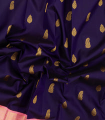 Dark Purple Handloom Korvai Kanchipuram Silk Saree With Zari Buttas-KA16703