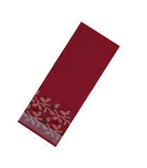 Crimson Printed Synthetics Linen Saree With Floral Motifs-BL5239