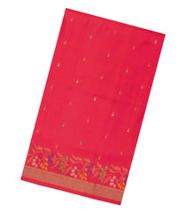 Red Handloom Uppada Silk Saree With Meena Floral Motifs-UP0430